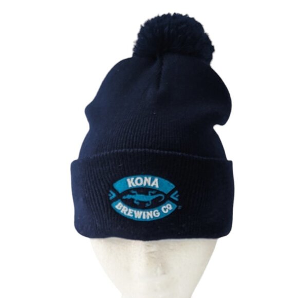 New Kona Brewing Co. Knit Beanie Pom Hat Cap Navy Blue Unisex - Picture 1 of 7